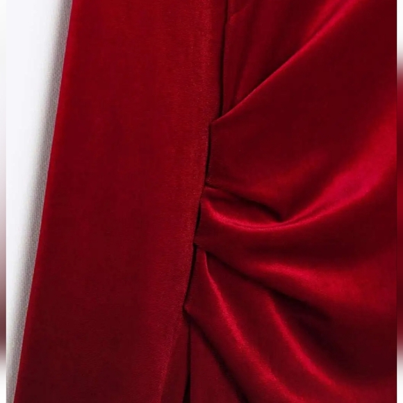 Draped Velvet Red Dress Size XS - Picture 8 of 8